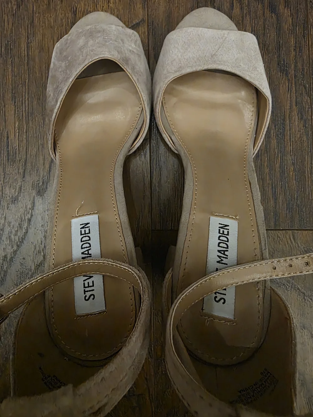 Steve Madden Taupe Suede Block Heel Sandals